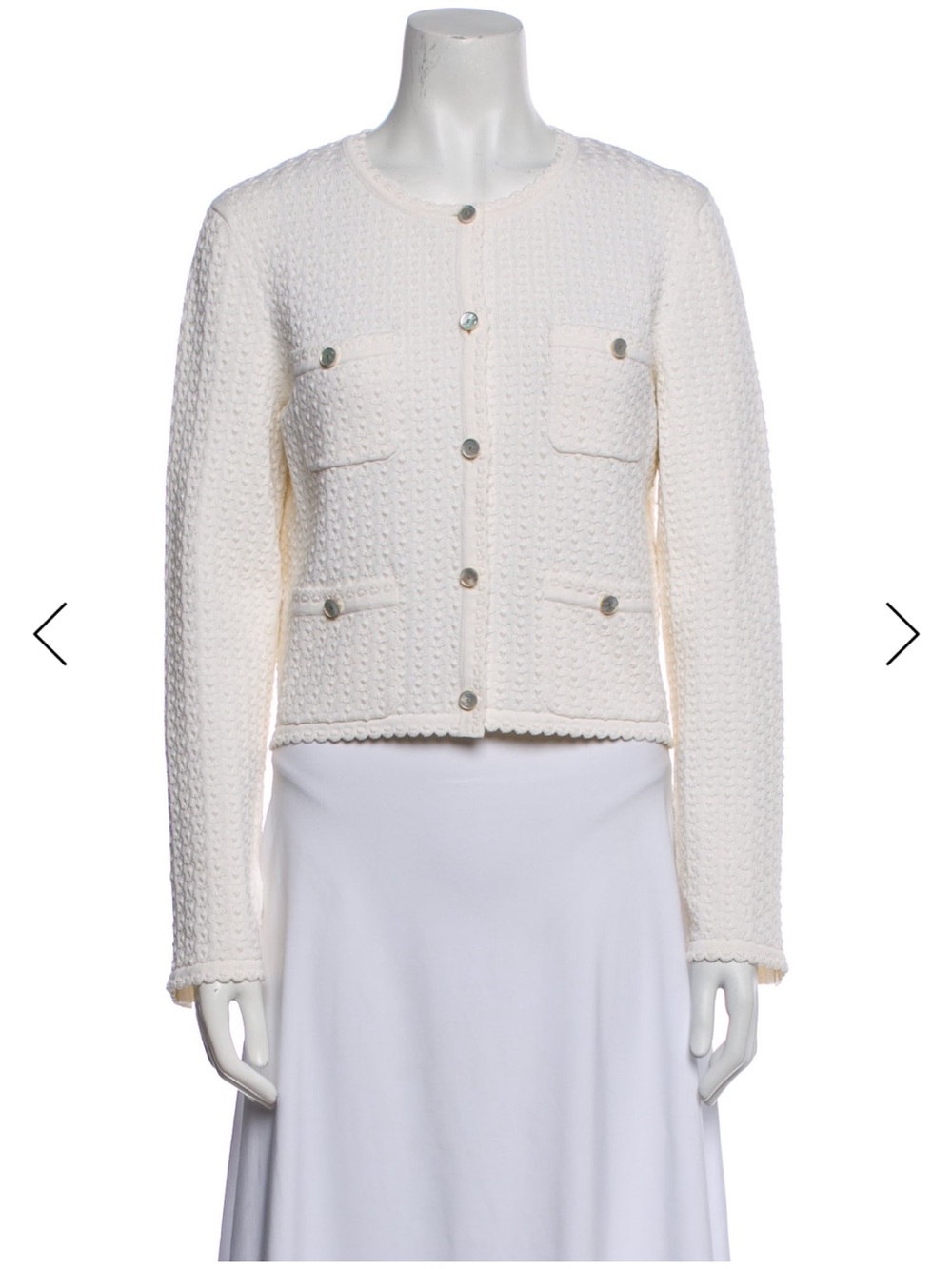 CHANEL Cream Button Jacket 25p